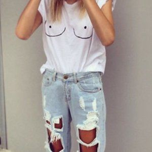 TITTIES T shirt Cartoon Draw BOOBS Women Have No N